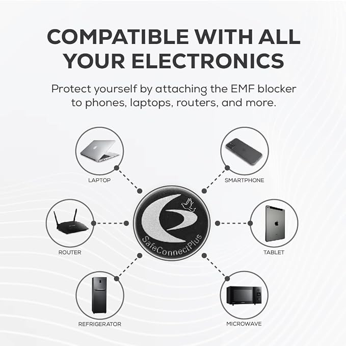 Pack of 6 EMF Stickers for Cell Phone- 5G Ready Harmonizer Stickers Proudly Made in USA for Cell Phones, Laptops or Tablets- EMF mega Shield for All Electronic Devices (Silver-Black)