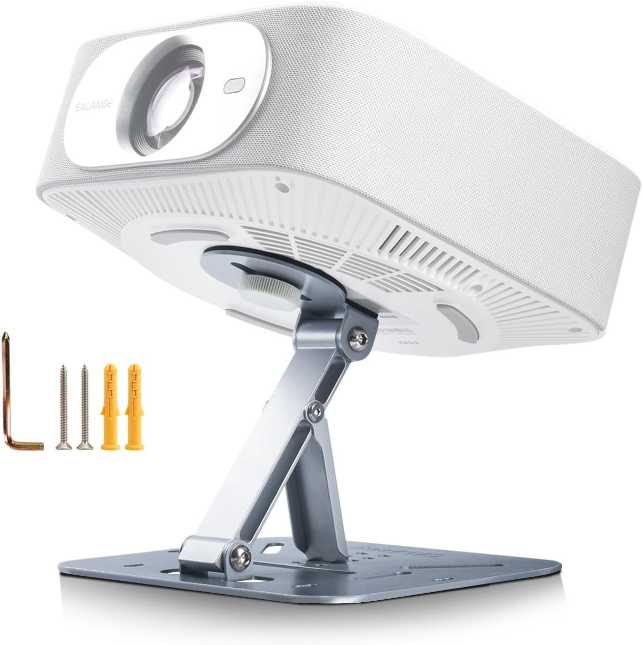 3-in-1 Projector Stand Table, Desk, Wall and Ceiling Mount with 1/4-Inch Screw, Foldable, Easy Setup, Compact Portable, Height Adjustable and Compatible with Most Projectors for Home,Outdoor (Silver)
