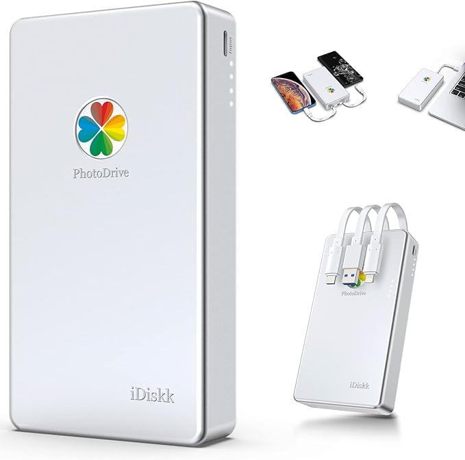 iDiskk MFi Certified 2TB External Hard Drive for iPhone 16,17,iPad,MacBook,PC,Photo Storage Phone Drive for Android Mobile to Backup Photos | Video | Files (auto Backup) for iPhone 17/16/ 15/14/13/12