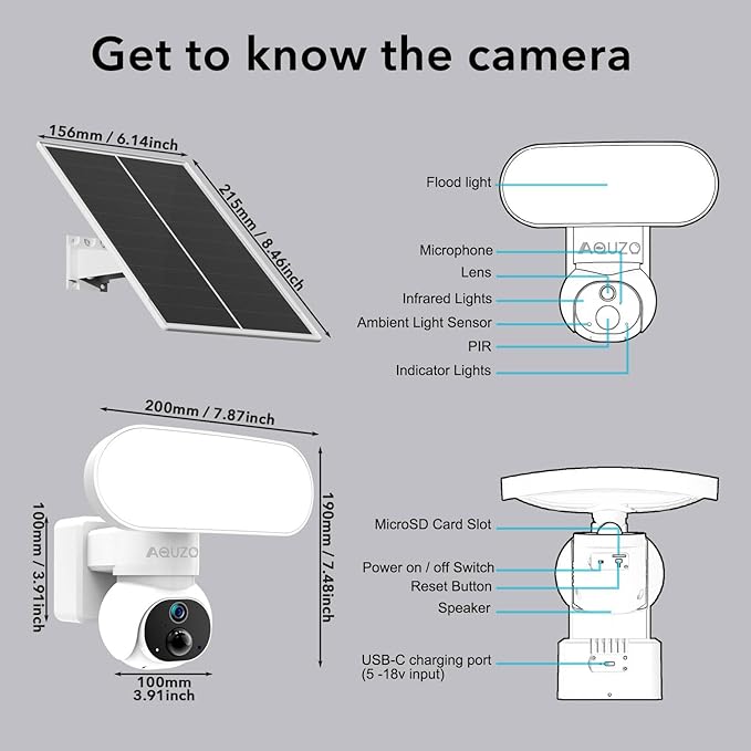 Solar Floodlight Camera with 1500LM Bright Lights-2K Wireless Outdoor Security PT Cam, Motion Activated Color Night Vision Illuminates Entire Yard & Driveway, No Monthly Fee, 64GB SD Card Included