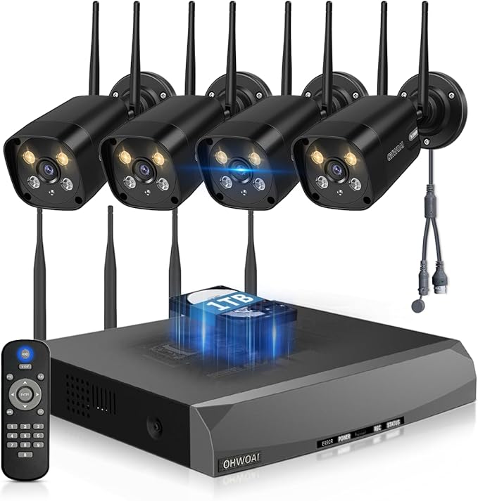 《Dual Antennas & 130°Wide Angle》Wireless Security Camera System Outdoor, Wireless Cameras for Home Security with Expandable 16CH 4K NVR, Surveillance Video Systems DVR Kits