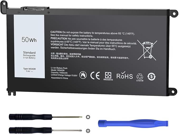 50WH WDX0R Laptop Battery Replacement for Dell Inspiron 13/15/17 5000/7000 5368 5378 7378 5568 5578 5580 5767 5770, Latitude 3180-3590, Vostro 5568 5468 Compatible WDXOR P69G 3CRH3
