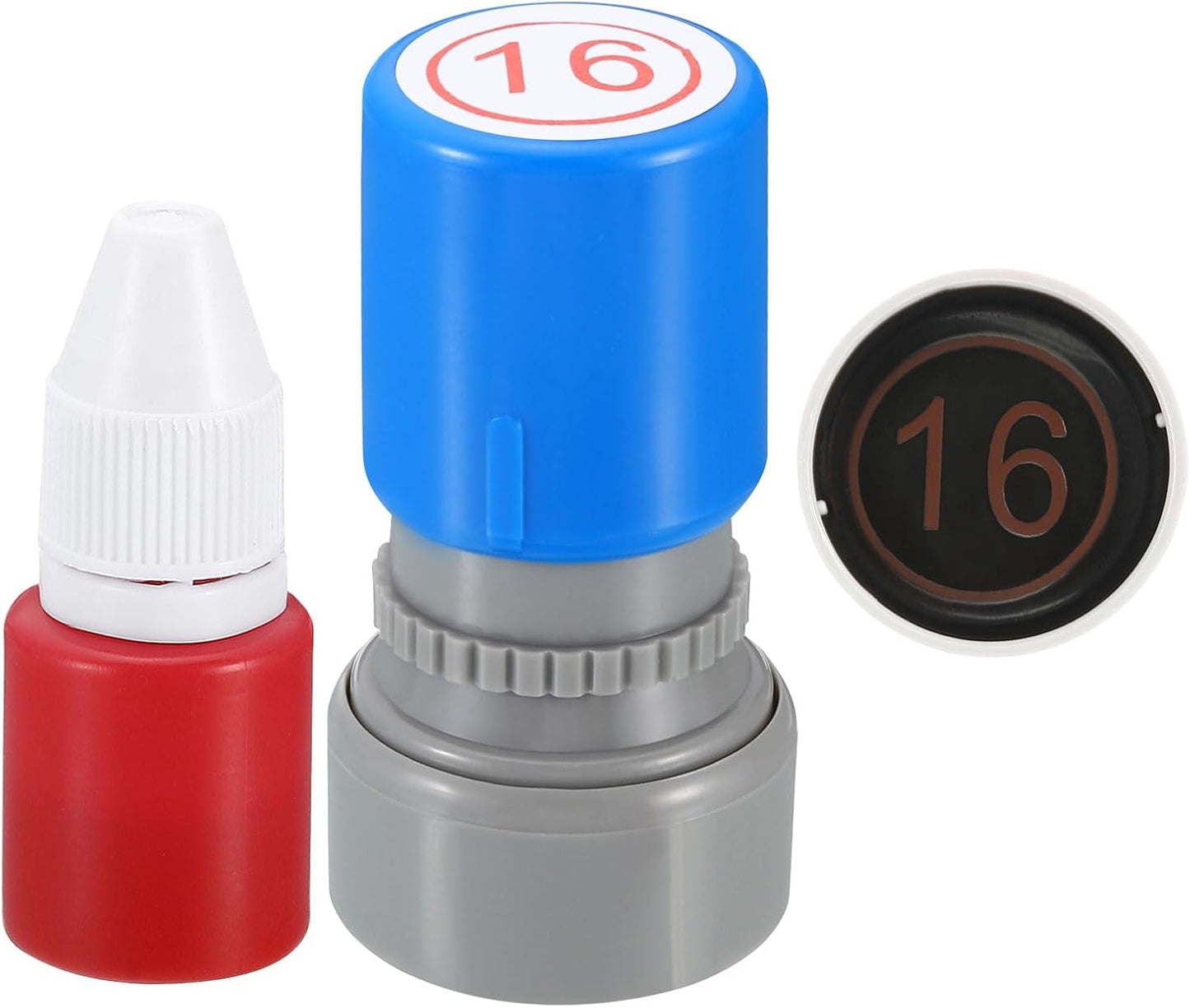 PATIKIL Number Stamps Self Inking, Numeral 16 Number Stamp Teacher Stamp Initial Stamp Ink Stamp for Class Notebook Scrapbooking DIY Craft Style 2, Red Ink