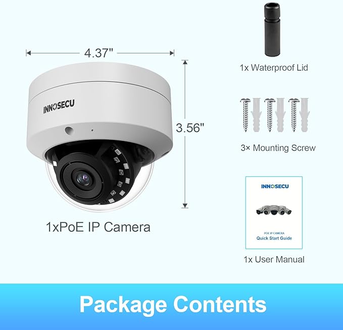 5MP Security PoE Camera, Outdoor Dome IP Surveillance Camera IK10, Built-in Mic, 2.8mm Lens Wide Angle 110°, Night Vision 100ft, Human&Vehicle Detection, No PT Supported, IND5GR54A (White)