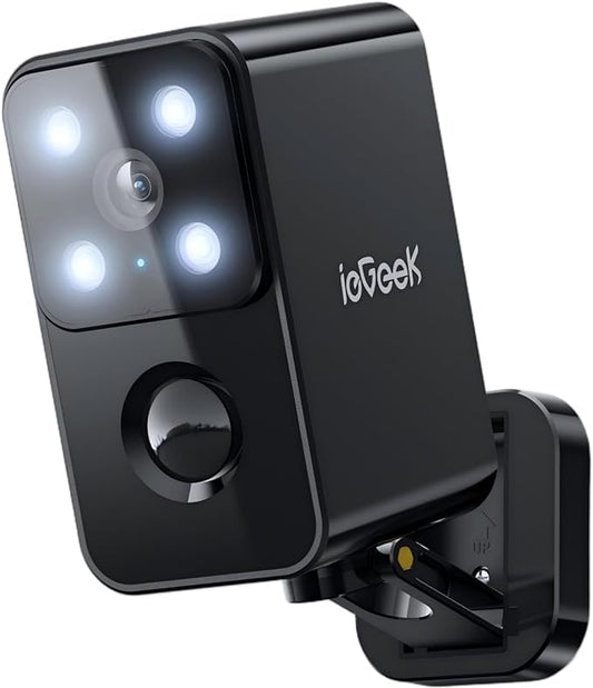 ieGeek Outdoor Camera Wireless Home Security Cameras Pan Rotating 180°, 2K Battery Powered WiFi Security Camera with AI Motion Detection, Color Night Vision, 2-Way Talk,IP66 Waterproof,No Monthly Fee