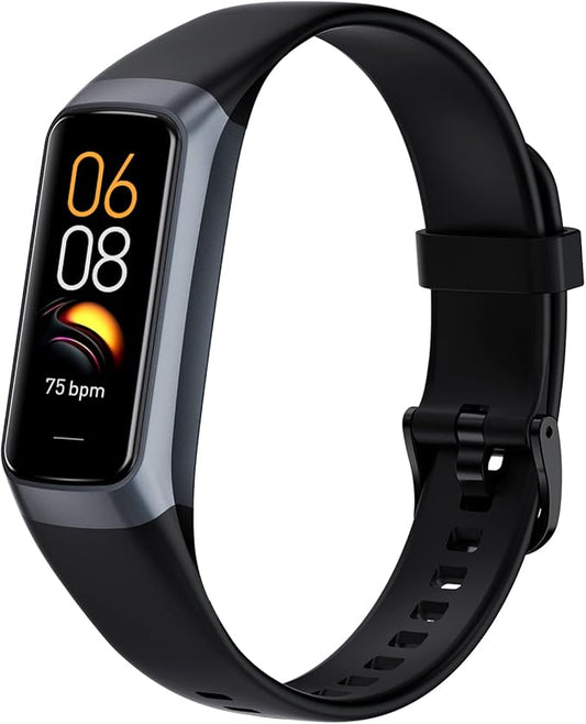 Fitness Tracker with 24/7 Blood Oxygen Heart Rate and Sleep Monitor,IP68 Waterproof,1.10''AMOLED Touch Color Screen,Step Counter Health Activity Trackers for Women Men (Black)