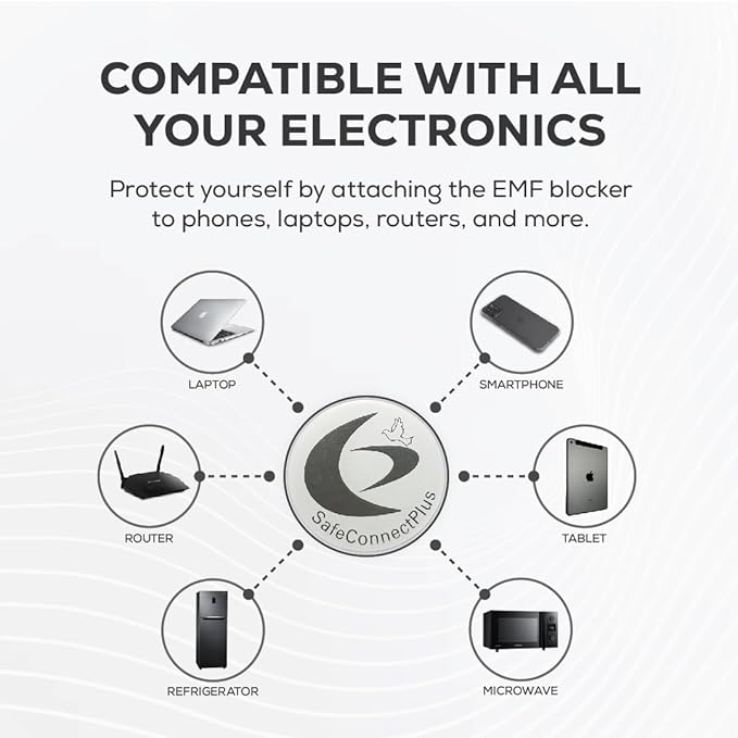 Pack of 6 EMF Stickers for Cell Phone- 5G Ready Harmonizer Stickers Proudly Made in USA for Cell Phones, Laptops or Tablets- EMF mega Shield for All Electronic Devices(Silver-White)