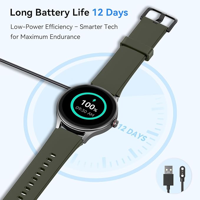 Smart Watches for Men/Women, 1.27" HD Smartwatch Fitness Tracker with Bluetooth Calls (Make/Answer), Heart Rate/SpO2/Sleep Monitor, 12 Days Battery, IP68 Waterproof - Green