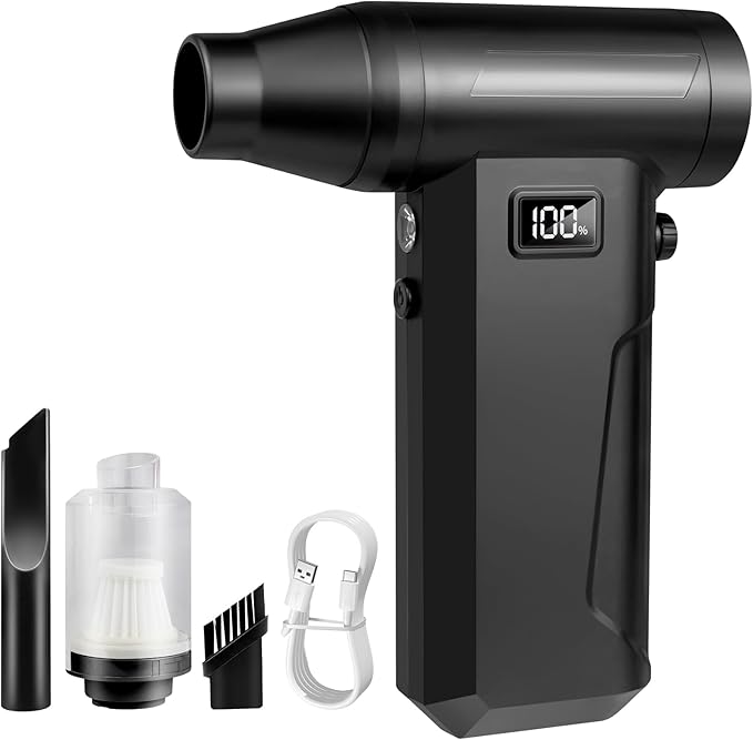 FC-70 Electric Air Duster, 130000RPM Compressed Air Blower with 100-Speed Type-C Fast Charge for Computer Keyboard, Electronics, Car and Household Cleaning (Black)