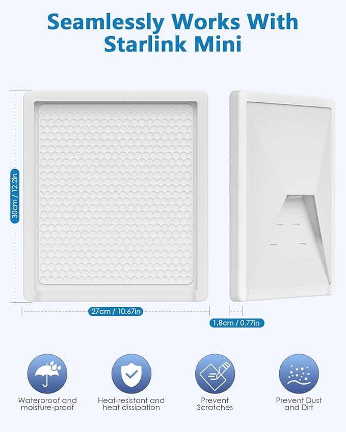 Starlink Mini Cover Silicone Protective Case for Starlink Mini Dish, Waterproof Shockproof Anti-Scratch Cover for Outdoor Travel & Camping Starlink Accessories White