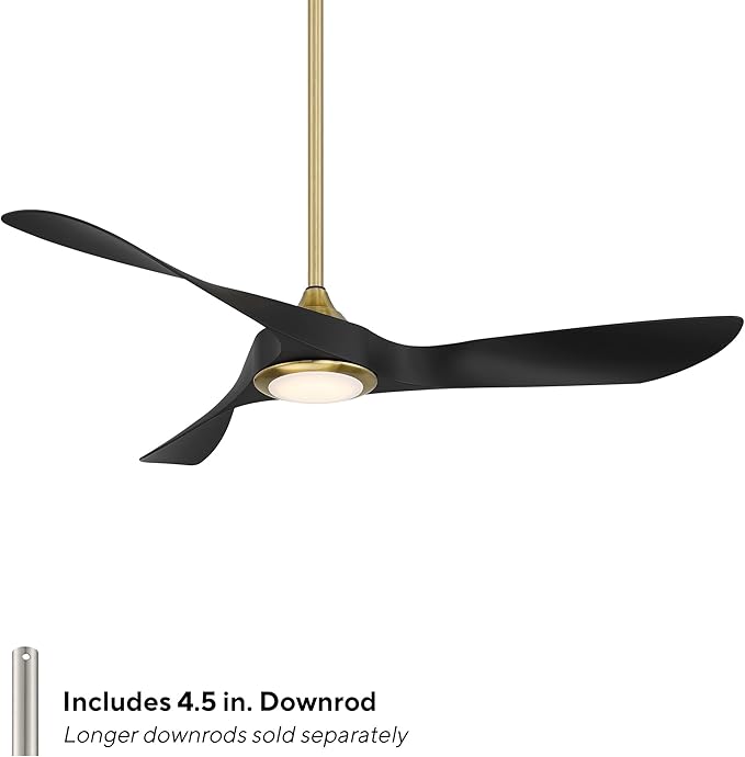 WAC Lighting Swirl 3-Blade Aluminum Smart Ceiling Fan in Soft Brass/Matte Black