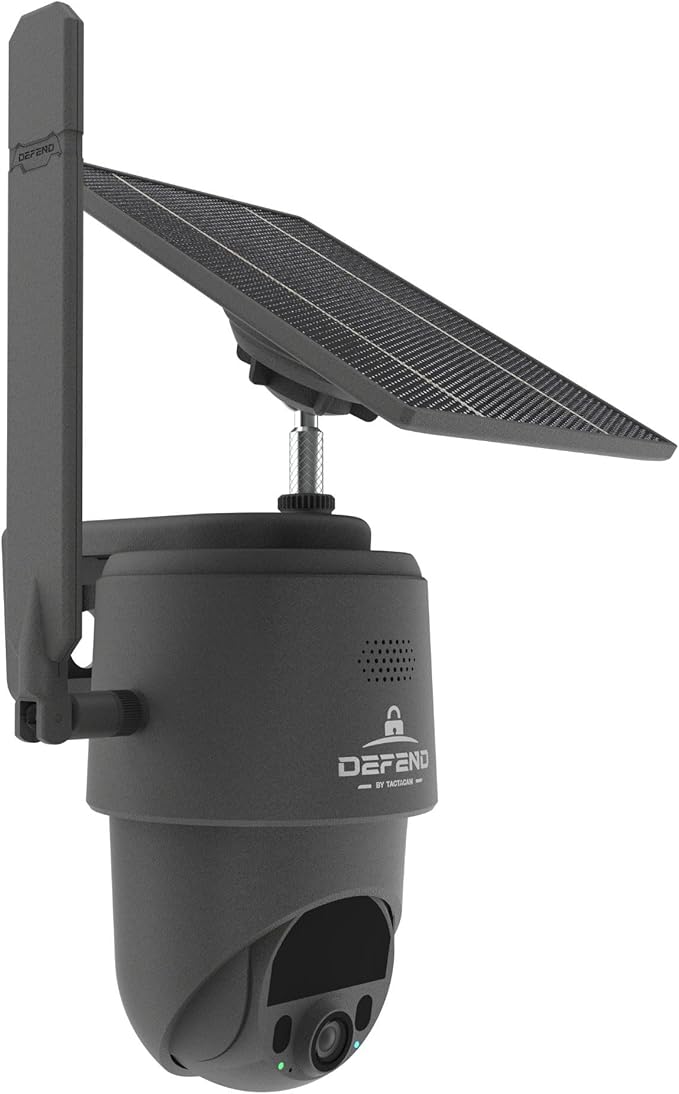 TACTACAM – Defend 360 Cellular Security Camera, 4K Photos, 1080p Video, Solar + Rechargeable Battery, 360° Pan/Tilt/Zoom, LTE Cellular, Motion Alerts, Weather Resistant
