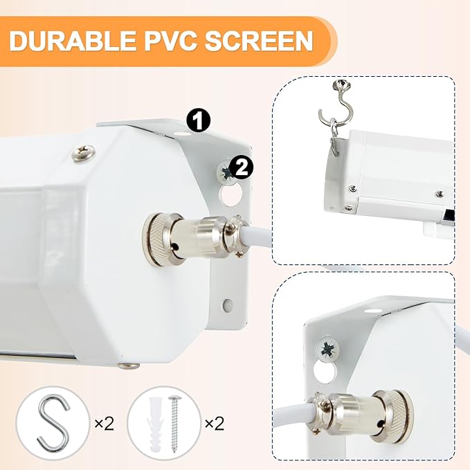 YODOLLA 150" Projector Screen Motorized 16:9, 4K HD Pull Down Retractable Projection Screens Electric Automatic Wall Ceiling Movie Screen for Office Classroom Indoor with Remotes
