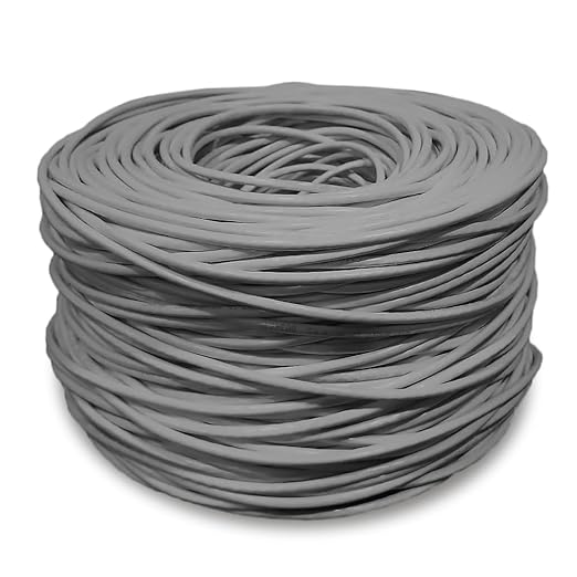 Dripstone CAT6 Ethernet Cable 1000ft Bulk Network LAN Wire 23AWG Solid UTP 550MHz High-Speed Internet Cable Gaming, Streaming, Office, Home Use, Pull Box, Cat6 Bulk, Stable Connectivity - Gray