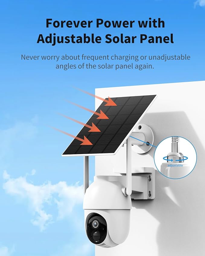 Aume 4MP Security Cameras Wireless Outdoor, 2-cam-kit, No Monthly Fee, Solar Powered Home Surveillance System, 360° Panoramic View, 2K Color Night Vision, Real-time Alerts, Support 5G&2.4G WiFi Router