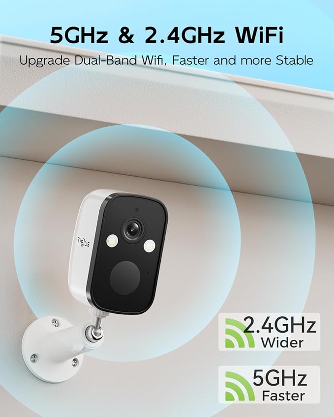 2K Security Cameras Wireless Outdoor, 2.4G/5G WiFi, Solar Camera Outdoor Wireless, Color Night Vision, Solar Powered, Motion Detection Spotlight Siren/2 Way Talk/IP66/Cloud/SD/Alexa