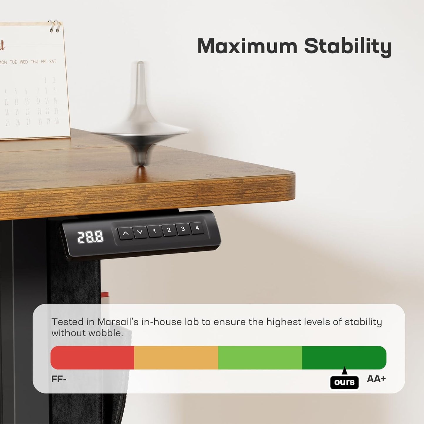 Marsail Standing Desk 55"x24" Adjustable Height Electric Standing Desk with Storage Bag for Study Writing Work 4 Memory Preset with Headphone Hook