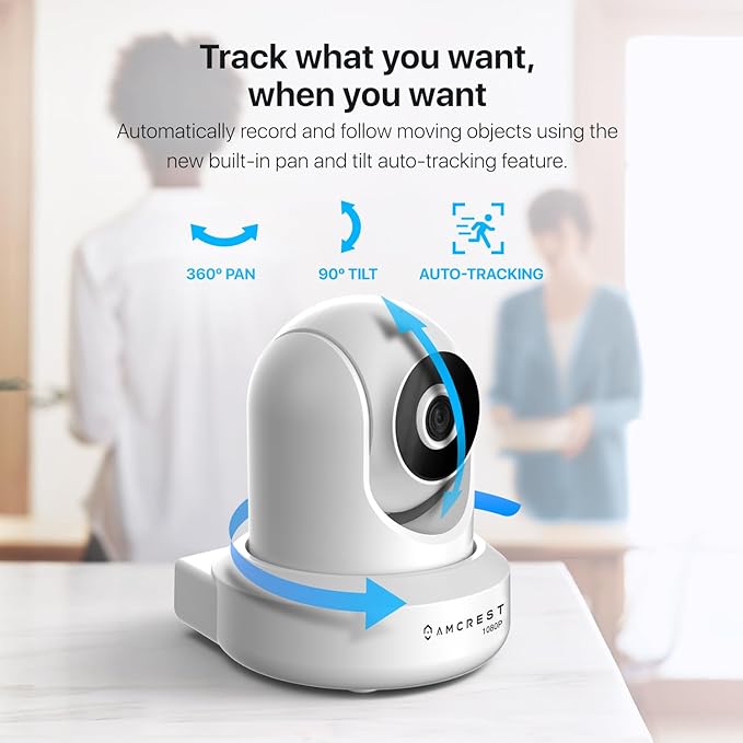 Amcrest 1080P WiFi Security Camera 2MP Indoor Pan/Tilt Wireless IP Camera, IP2M-841W (White)