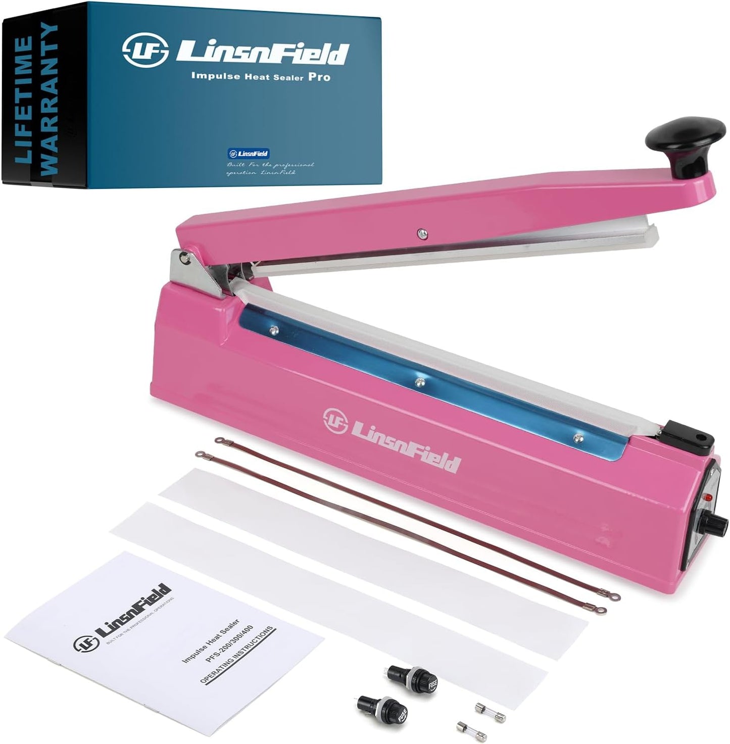 Sealer Pro, Patented 8-inch Impulse Heat Sealer, 2-mm Sealing Width Super Heavy Duty Bag Sealing Machine with Extra 2 Replacements, 1Fuse Included, Dragon Fruit