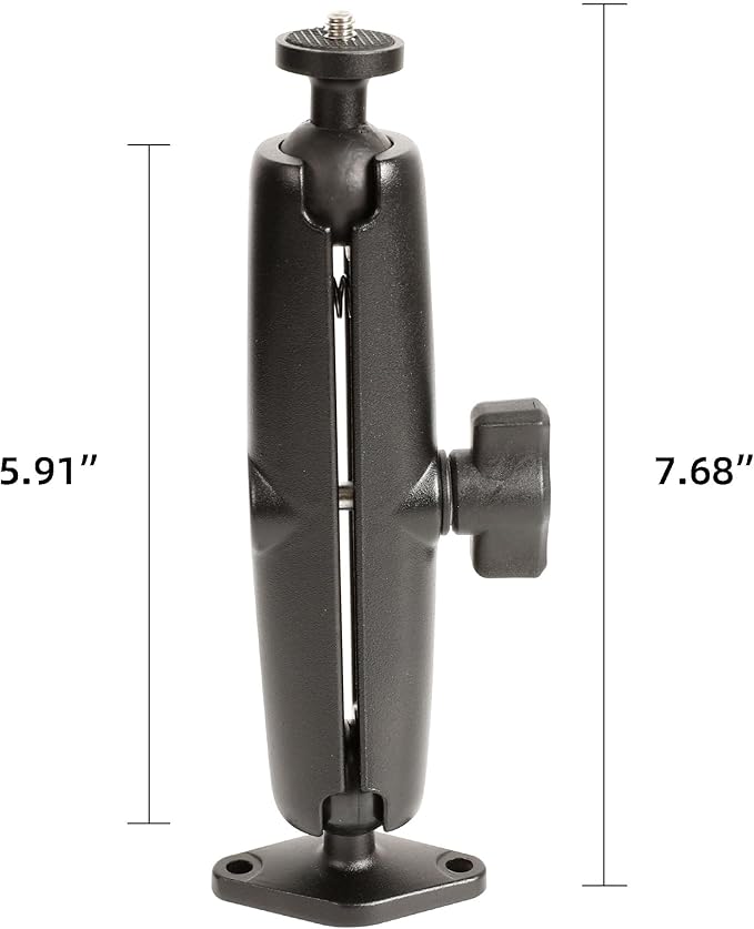 xik Heavy Duty 1/4"-20 Thread Mount: 5.91 inch Aluminum Long Arm with Double Ball Head & 1" Ball- Rhombic Base - Fits DSLR Camera, CCTV, Action Cam, Projector, Security Camera (Wall/Desk/Car/Boat)