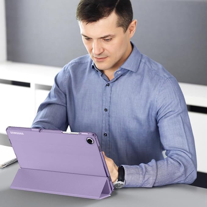MoKo Case for Galaxy Tab A11+ Plus/A9+ 11-Inch 2025/2023, Slim Stand Protective Smart Cover with Hard PC Translucent Back Shell for Galaxy Tab A11+/A9 Plus Tablet, Auto Wake/Sleep, Lilac