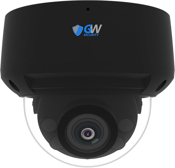 GW Security 4K 8MP TAA & NDAA Compliant 5X Optical Zoom 2.7-13.5mm Motorized Lens Outdoor Indoor Microphone PoE IP Dome Security Camera, Black (GW867501M)