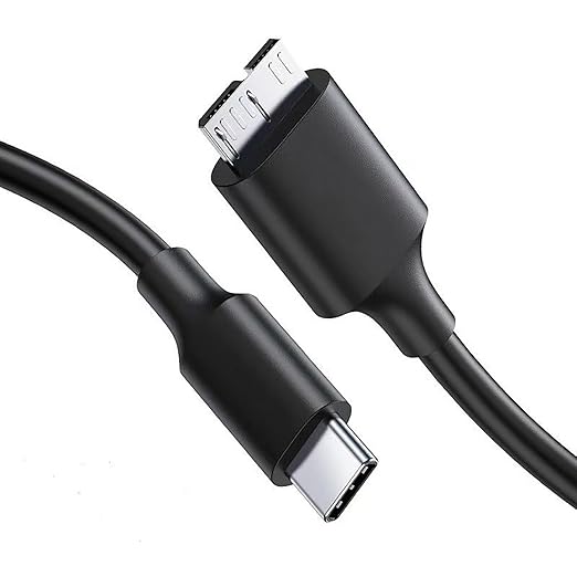 3Ft External Hard Drive Cord to USB C, Replacement USB 3.0 to Micro-B Cable for Western Digital WD My Passport, Seagate, Toshiba, LaCie, etc, Compatible with iPhone 15, Samsung, LG, Moto, Pixel