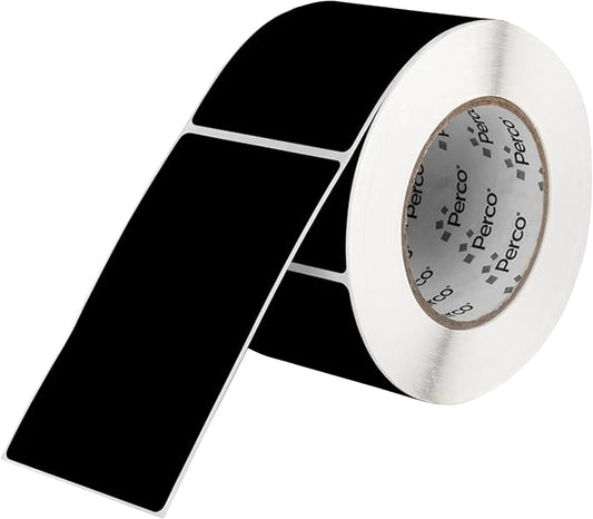 Perco Black Labels 3x5 Inch 500 Stickers/Roll with Easy Peel Perforation and Strong Adhesion for Inventory Management, Color Coding, Moving Boxes, Retail, Organizing & Crafts â Made in USA