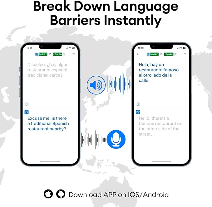 PAXA Ai Translator Earbuds 3-in-1 Two-Way Translation Earbuds Real Time Wireless Bluetooth 5.4 Headphones Translator with Touch Screen Housing for Foreign Travel/Learning/Business Openairultra,White