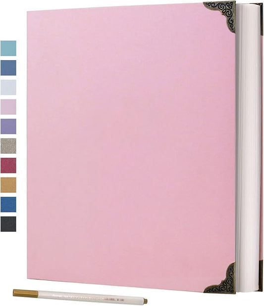Vienrose Photo Album Self Adhesive 40 Pages Hardcover with DIY Scrapbooking Kit 3 Rings Paper Scrapbook for Lover Friends Kids Wedding Pink