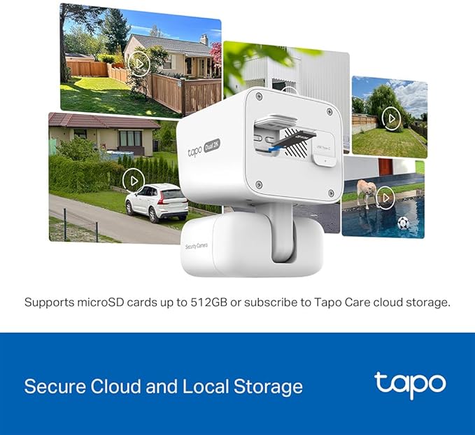 Tapo 2K Dual Lens Pan/Tilt Security Battery Camera Wiress w/Solar Panel, 165° Wide-Angle + 6mm Telephoto, Free Person/Vehicle Detection, 360° Pan, SD/Cloud Storage, Works w/Alexa & Google, C645D KIT