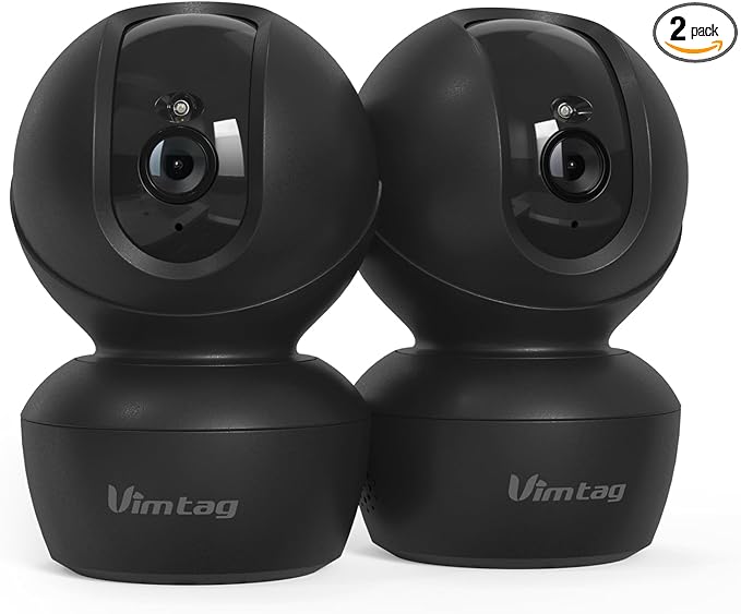 VIMTAG 5G 4MP Security Camera Indoor, 2 Pack Dog Camera with Speaker 360 Motion Tracking, IR Night Vision, Indoor Cameras for Home Security Puppy Cat, 2-Way Audio, Support Alexa, Card (Not Included)