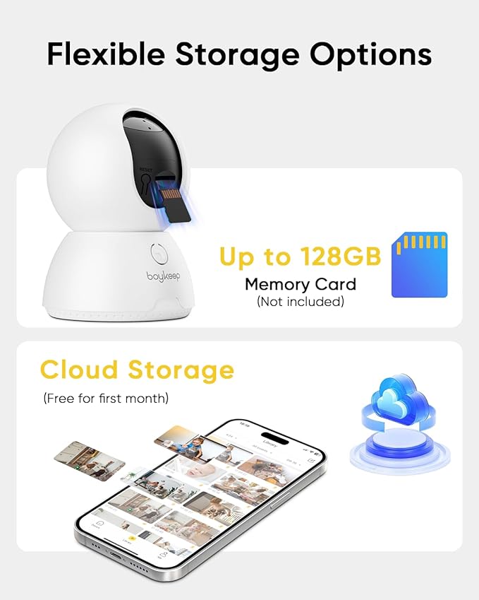 BoyKeep Indoor Camera, 2K Cameras for Home Security with Motion Detection, Pet Camera Indoor with Phone App, Color Night Vision, 2-Way Audio, Cloud/TF Card Storage, Compatible with Alexa