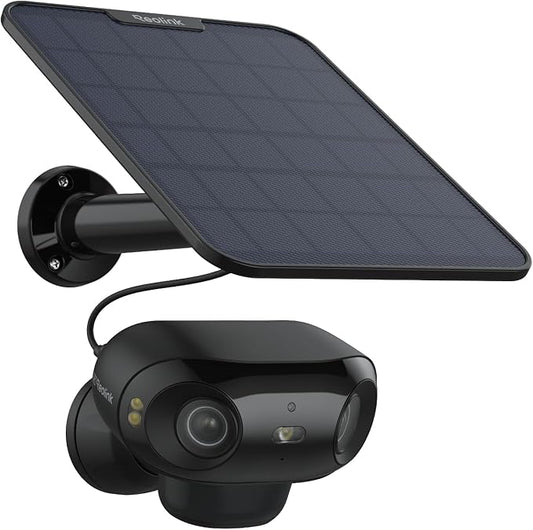 REOLINK Argus 4 Pro Black, 4K Dual-Lens 180° Solar Security Cameras Wireless Outdoor, 8MP ColorX Night Vision for Home Surveillance, 5G/2.4GHz WiFi, AI Detection, No Subscription, Home Hub Compatible