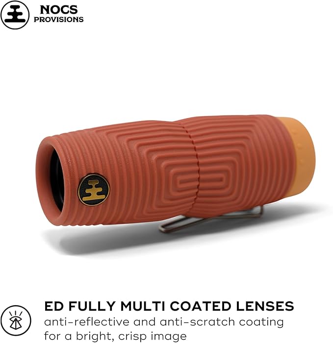 Nocs Provisions Zero Tube 10x25 ED Glass Waterproof Monocular – Rugged, Shockproof, Fogproof Optic for Adults & Kids, Built for Birdwatching, Hunting & Travel - Off-Piste Red