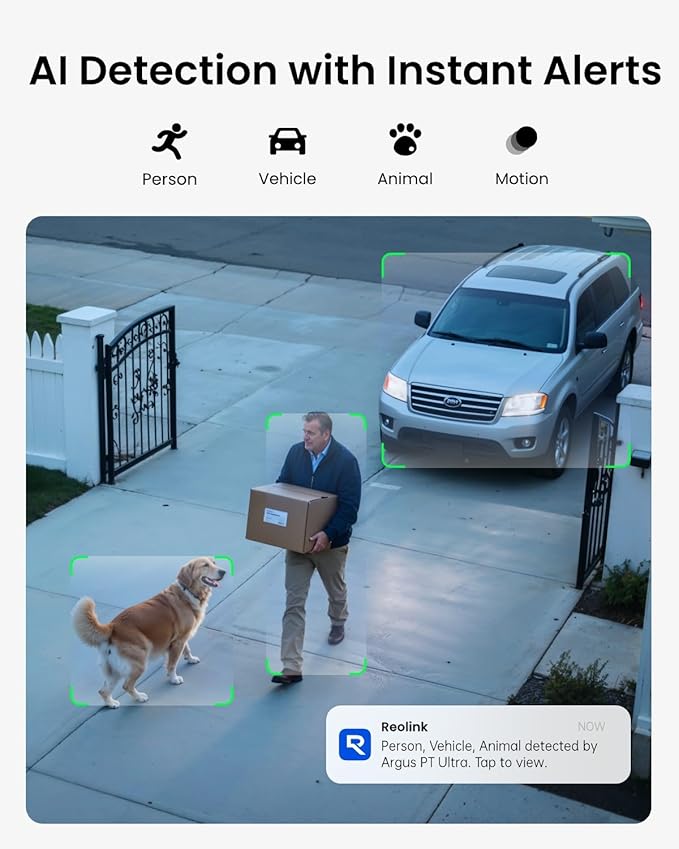 REOLINK 4K Solar Security Cameras Wireless Outdoor, 360° Pan Tilt, 8MP Color Night Vision, 2.4/5 GHz Wi-Fi 6, No Monthly Fee, Home Hub Compatible, Argus PT 4K+ 3W Solar Panel (Black)