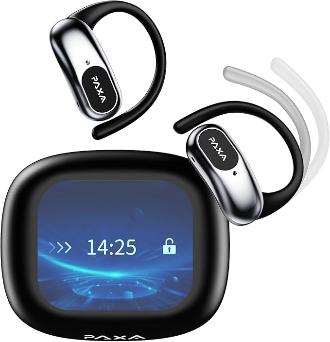 PAXA Ai Translation Earbuds Real Time 3in1 Language Translator Earbuds HD Sound Audifonos Traductores Bluetooth 5.4 Headphones Touch Screen Housing with App for Travel Business Meetings,Black