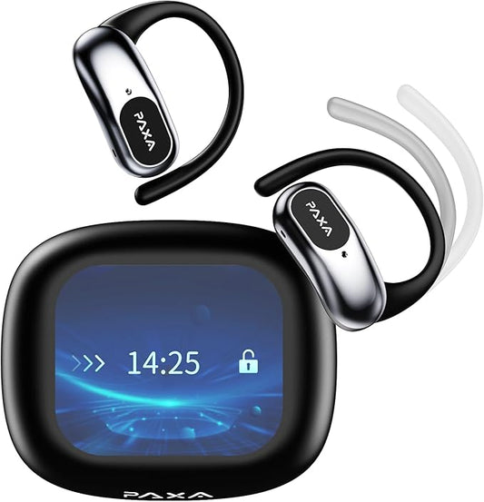 PAXA Ai Translation Earbuds Real Time 3in1 Language Translator Earbuds HD Sound Audifonos Traductores Bluetooth 5.4 Headphones Touch Screen Housing with App for Travel Business Meetings,Black