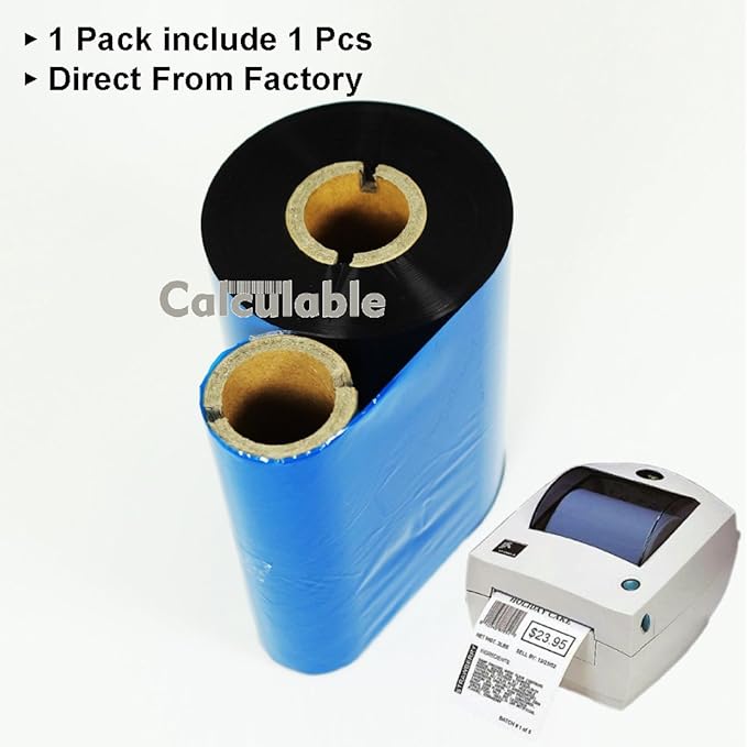 4.33" x1476' (110mmx450m) Thermal Transfer Ribbon Ink Outside Wax Ribbons Resin Enhanced Wax for Zebra GK420D SM4 ZT410 GC420t GK420t GX420t GX430t Tec Datamax Intermec Citizen Printer