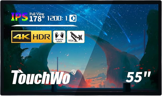 55" Interactive Touchscreen Monitor, Smart Board 4K Display with Wall Mount, Android 14 Smart Touch Screen Presentation Electronic Whiteboard for Office & Classroom, RAM 8G & ROM 128G