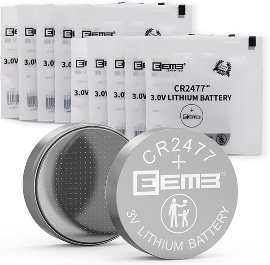 EEMB 10 Pack CR2477 Battery 3V Lithium Battery Button Coin Cell Batteries 2477 Battery DL2477, ECR2477 for Electronic Candle, Light, Remote Control, Key Fob, Alarm, Contact Sensor, Smart Devices