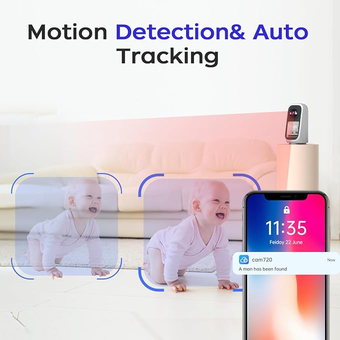 JOOAN 5G WiFi Security Camera Indoor with Screen 2K 360° PTZ Surveillance Camera Plug-in Home IP Cam for Baby Elderly SD Card Cloud Storage Motion Detection Auto Tracking 2 Way Video, Color Night
