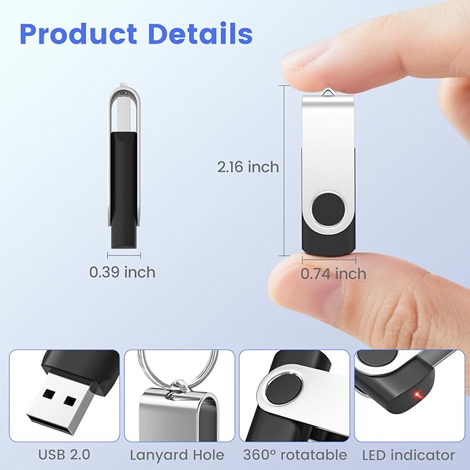 (Not 128GB) 128MB Flash Drives 20 Pack, ABLAZE USB 2.0 Thumb Drive Bulk with Lanyards Swivel Memory Stick Bulk U Disk Pendrive USB Pack (Mixcolors)