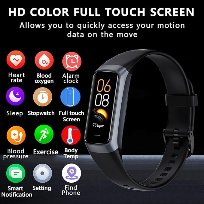 Fitness Tracker Activity Tracker Smart Watch 1.10''AMOLED Touch Color Screen,Smart Watch with 24/7 Blood Oxygen Heart Rate,Sleep Monitor,IP68 Waterproof,Step Counter Health for Women Men (Black)