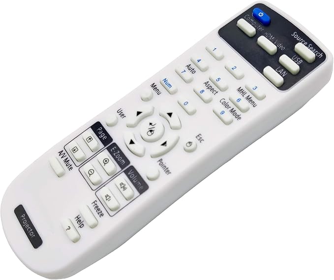 1456641 Projector Remote Control for Epson EX21, EX30, EX31, EX50, EX51, EX71, PowerLite 400W/ 410W/ 78/822+/ 822P/ 83+/ 83C/ 83V+/ S6