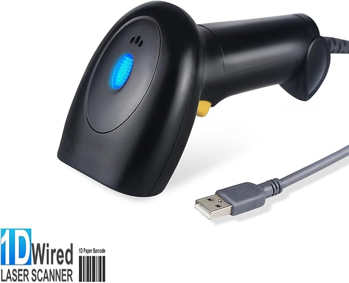 Handheld USB Barcode Scanner Wired 1D Bar Code Reader for Supermarket, Convenience Store, Warehouse