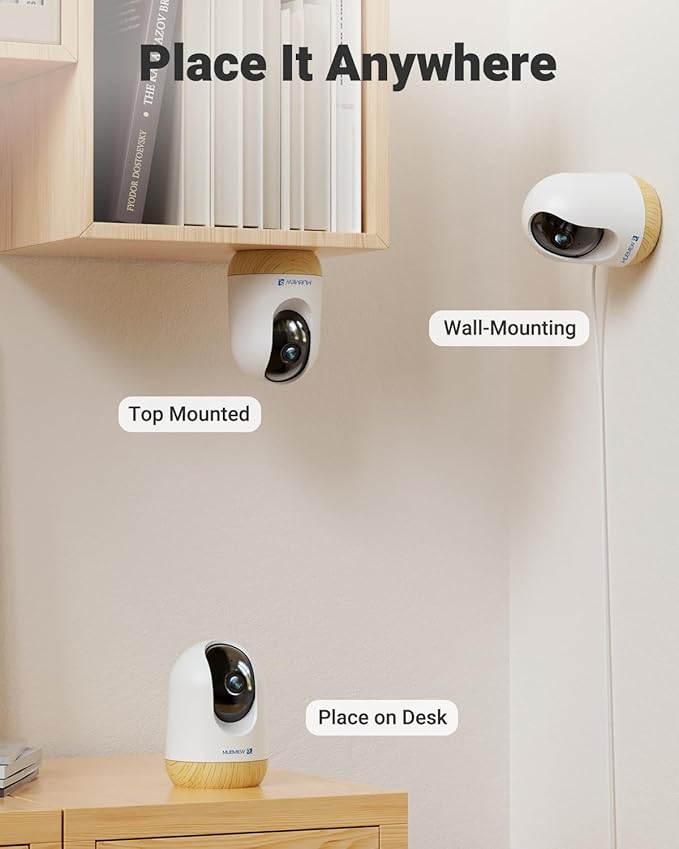 MUBVIEW 5MP Plug-in Indoor Security Camera no Subscription, 5/2.4G WiFi Pet Cam Indoor with Phone App, Dog Camera with Speaker, Night Vision, Motion Detection, Auto Tracking, Cat/Elder/Baby Monitor