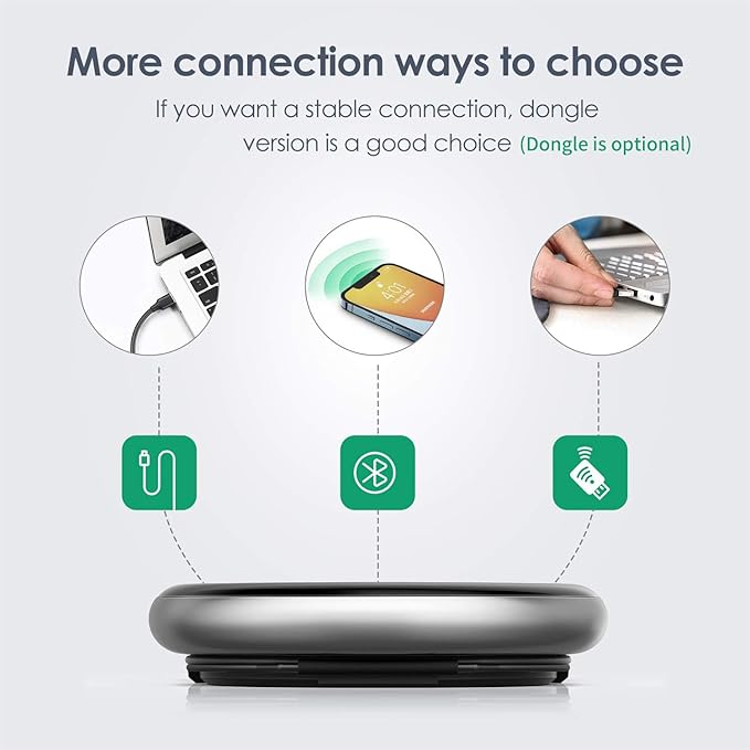 Yealink Bluetooth Speakerphone Conference Microphone Teams Certified CP700 USB Full Duplex Noise Reduction Algorithm Home Office 360° Voice Pickup (Package Without dongle)
