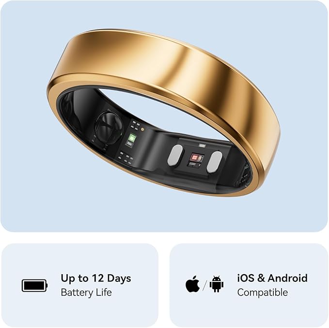 RingConn Gen 2, World’s First Smart Ring with Sleep Apnea Monitoring, No APP Subscription, 12-Day Battery Life, Stress/Heart Rate/Women's Health Tracker, Android & iOS Compatible (Rose Gold, Size 6)
