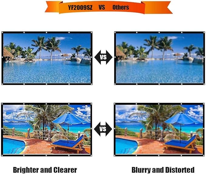 300 Inch Projector Screen Portable Outdoor Movie Screen, YF2009SZ Big Size Folding HD Projection Screen 16:9 for Home Theater/Office/Camping/Party